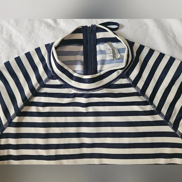 J. CREW Long Sleeve Classic Navy Blue Stripe Rash Guard | SZ M - Picture 5 of 11